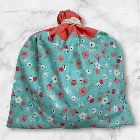 Floral Cotton Bread Bag Reusable Sourdough Natural Linen Bread Bag Zero Waste - Picture 3 of 4